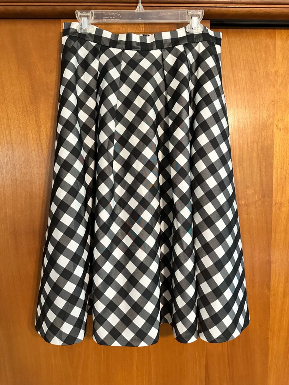 Talbots Black and White Gingham Full A-Line Skirt
